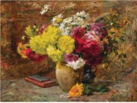 Chrysanthmes dans un pot en terre cuite